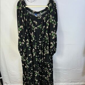 Old Navy Black Floral Long Sleeve Maxi Dress Size 4X New